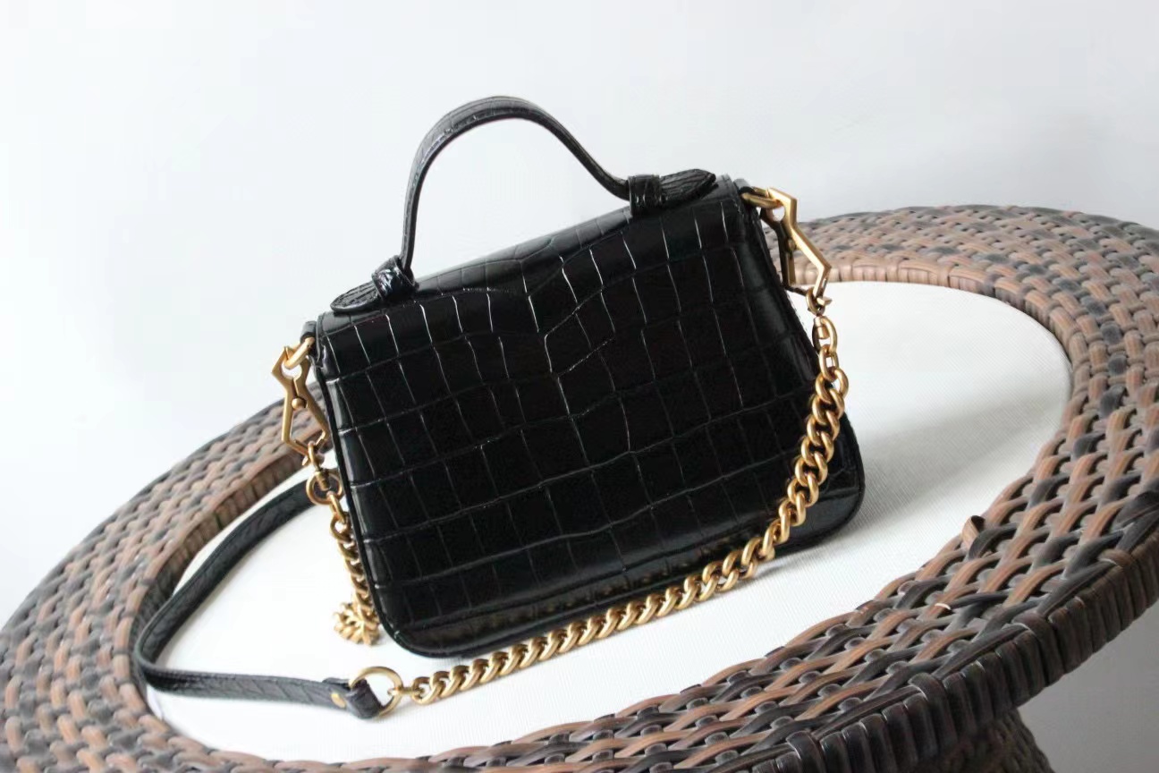 

Cowhide Leather Shoulder Bag For Women's handbag Purses Solid Color Crocodile Leather Bags for Women's, Green