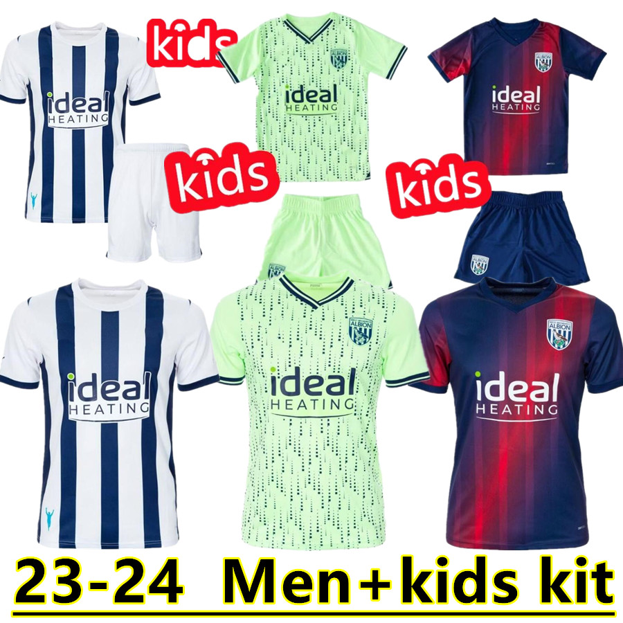

23/24 WEST Bromwich Soccer Jerseys LIVERMORE DIANG BRUNT Albion football shirt 2023 24 Home Away Robson-Kanu PHILLIPS Men Kids kit sets uniforms 888888, Blue