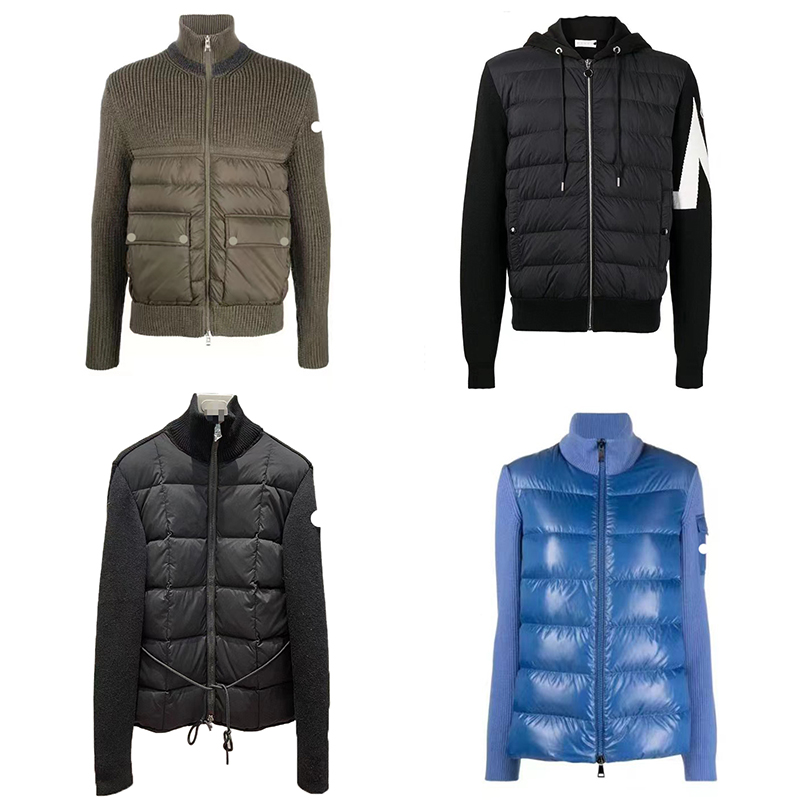 

Luxury designer women down parkas Men's Embroidered Badge Stand Collar Knitted Splice Sweater Lightweight Down jacket Sweater Casual jacket Jacket Sweater, 17