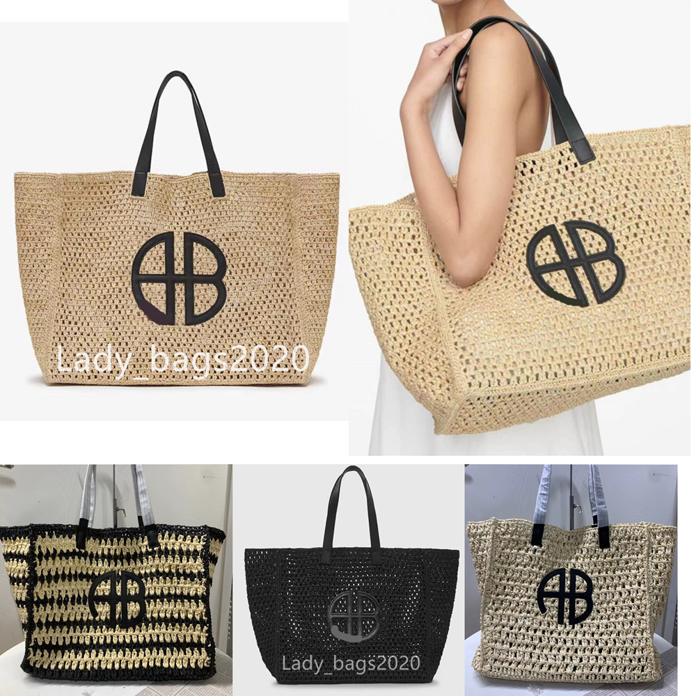 

Anine Bing Tote Niche Beach Designer Bag Fashion Woven Seaweed Handmade Canvas Tote Luxury Handbag Large Women Men Capacity Outdoor Bags, As pic 3