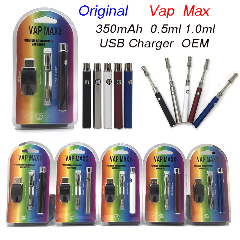 

Premium Vap Max Kit E Cigarette Kit 350mAh Vertex Preheat VV Battery With 0.5ml 1.0ml Cartridge USB Charger Vape Pen Kits, Multi