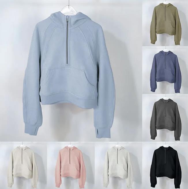 

Designer Women yoga hoodies Sweatshirt Scuba lululemens womens Plus Velvet Thickening jackets hoodys sports half zipper terry Clothing Top lulu, 16