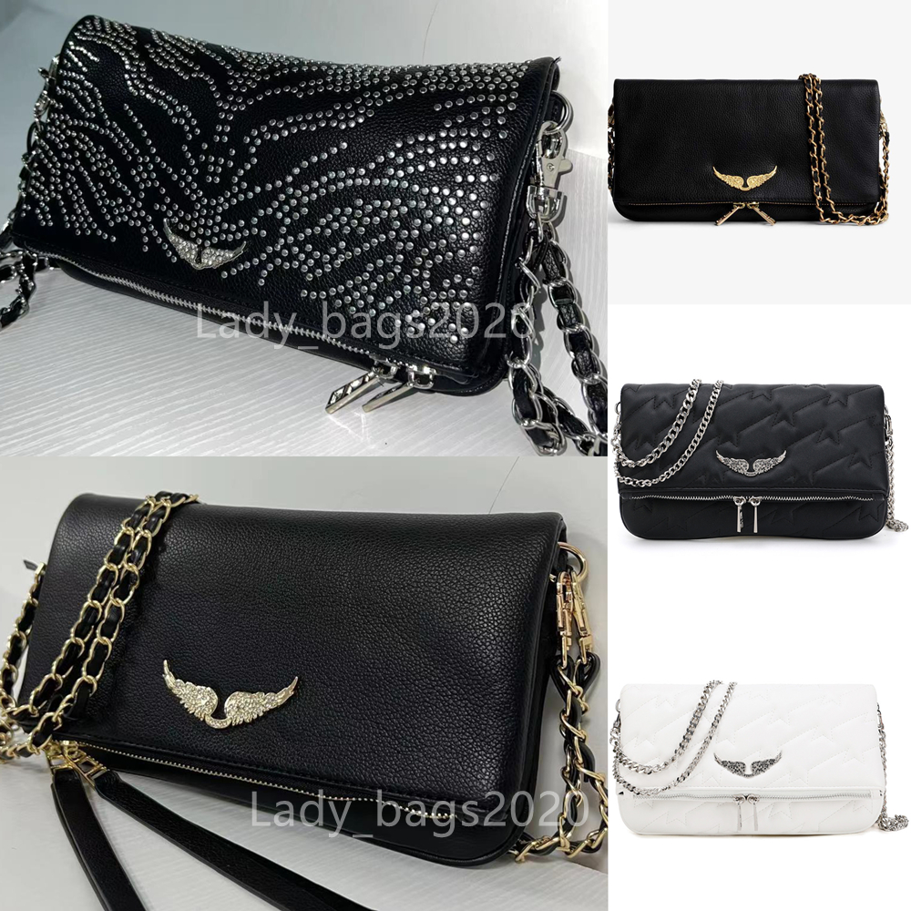 

Zadig Voltaire ZV Chains Rivet Bags Designer Wings Diamond-ironing Woman Bag Women Shoulder Bag Rivet Handbag Crossbody Purse Leather Cross Body Chain Handbags New, As pic 2-white-27cm