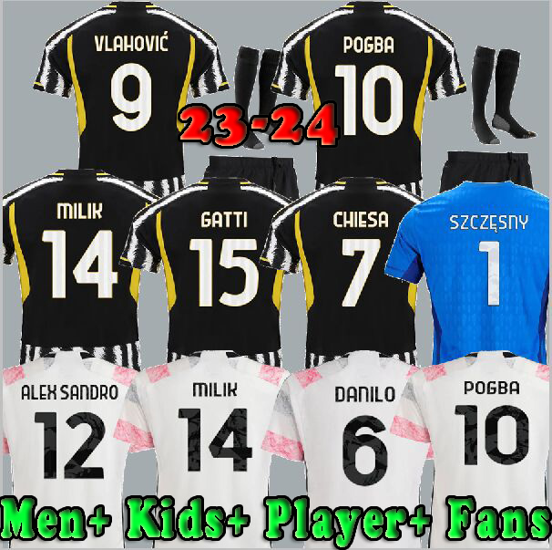 

23 24 VLAHOVIC CHIESA MILIK soccer jerseys KEAN LOCATELLI 2023 2024 POGBA men kids set BONUCCI football shirts kit DI MARIA uniform Kostic Rabiot Bremer McKennie, 22 23 third away