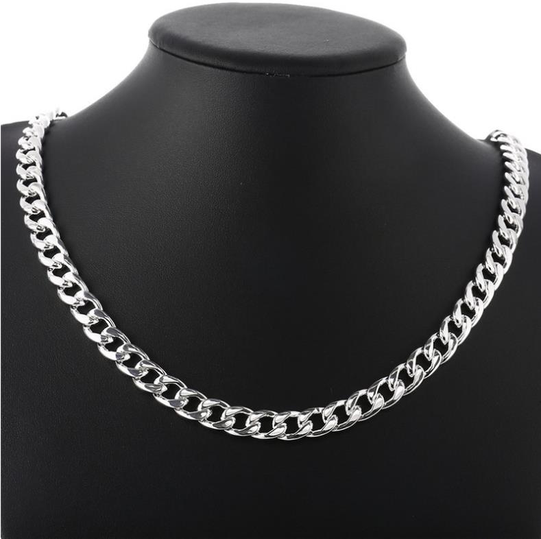 Hot Sales 925 Sterling Silver Men 1+1 Figaro 10MM Hip Hop Chain Necklaces Fashion Costume Jewelry-image-455695934