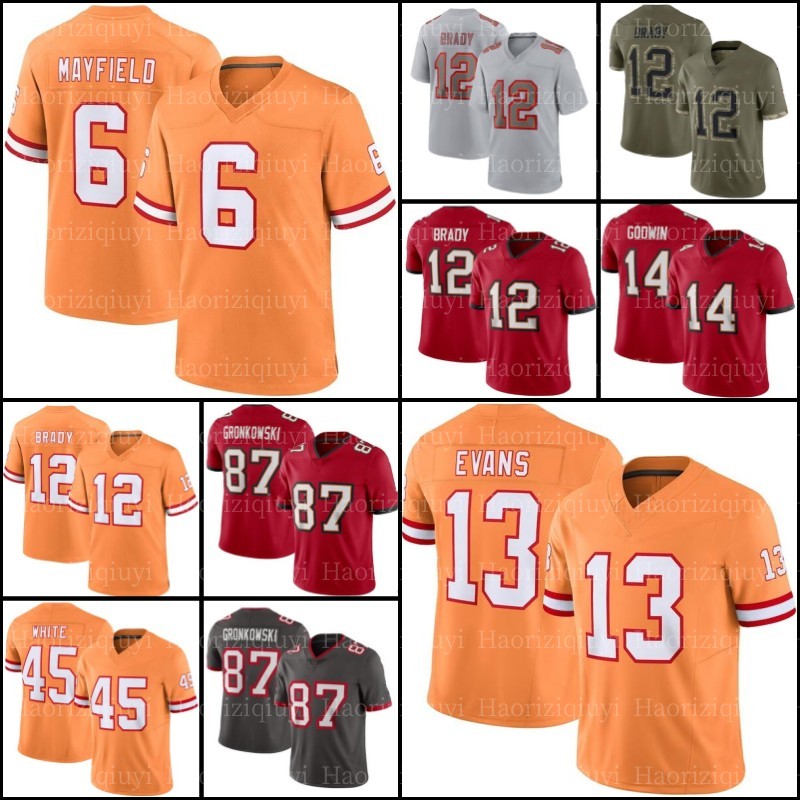 

Tom Brady Football Jersey 6 Baker Mayfield Mike Evans Devin White Tampas Bayes Chris Godwin Kyle Trask Antoine Winfield Jr. Lavonte David Vita Vea Buccaneeres Sterns, Men jersey