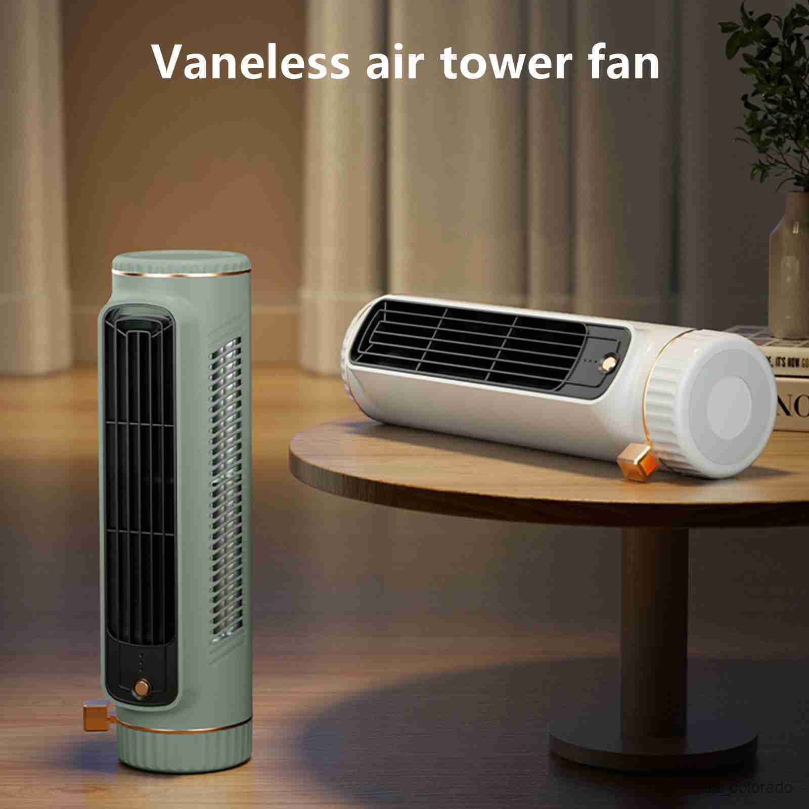 Electric Fans Desktop Tower Fan 1200mAh Bladeless Desktop Air Conditioning Fan Portable Mute Fans Air Cooler for Living Room Bedroom L260524T54Q-image-885550806