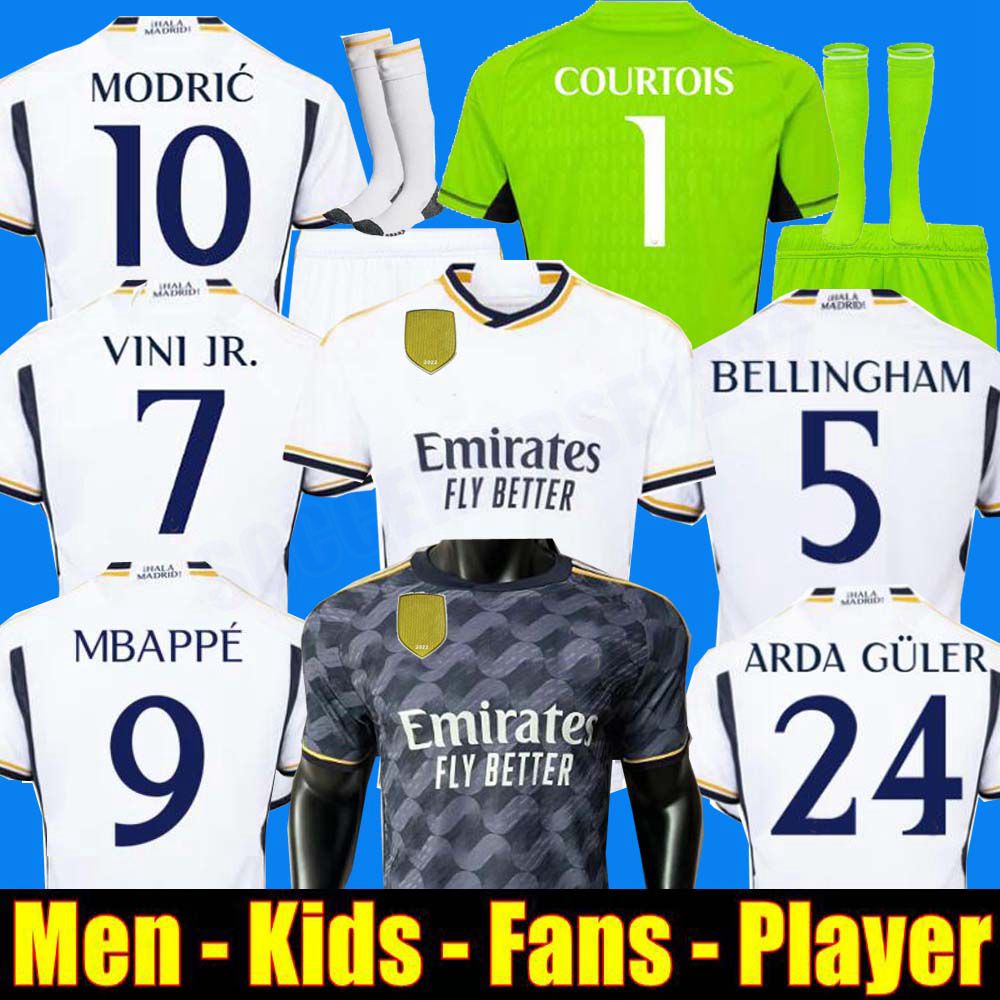 

23 24 FANS Player Soccer Jerseys RODRGO Camiseta Football Jerseys VINI JR ARDA GULER Mbappe Football Shirt Kids Real Madrids Camiseta De Futbol Bellingham 2023, Away adult