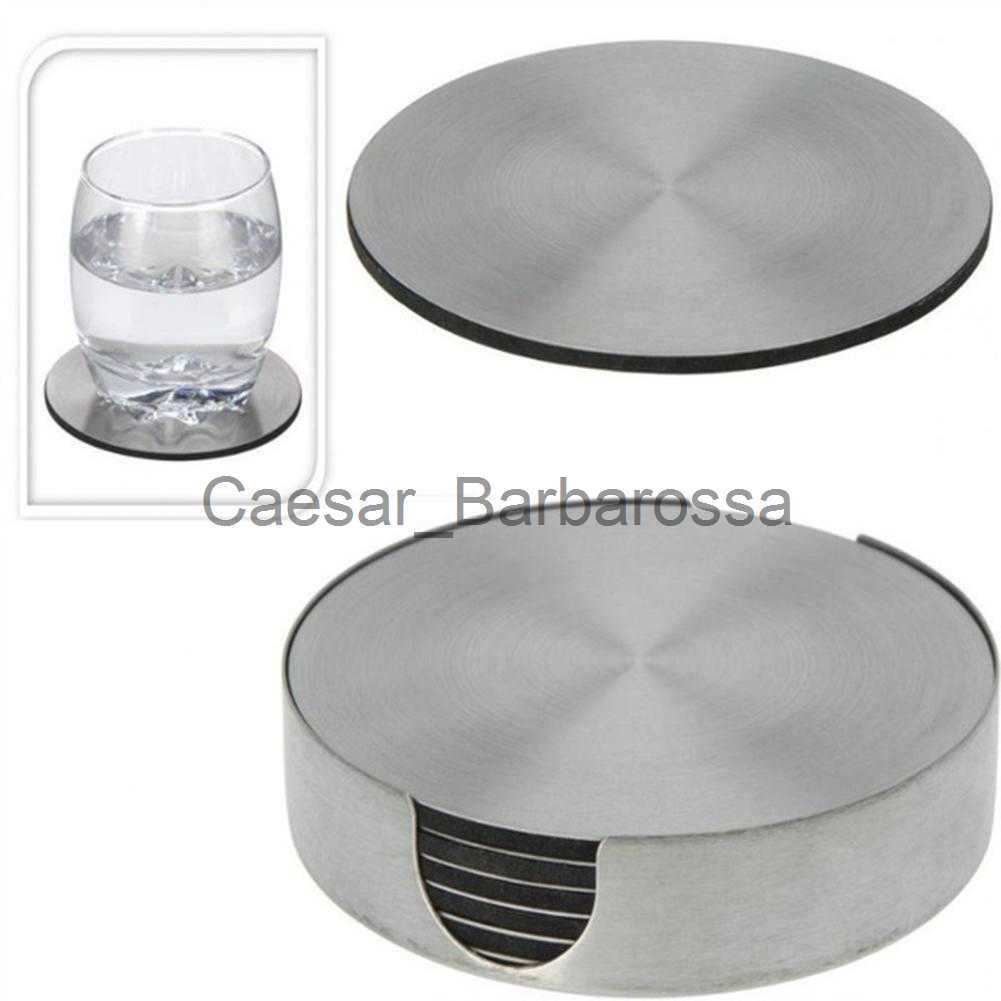 Mats Pads 6PcsSet Round Stainless Steel Table Placemats Heat Insulation Mug Heatresistant Beer Tea Cup Coaster Pad Table Mat Coasters x0715-image-886934300