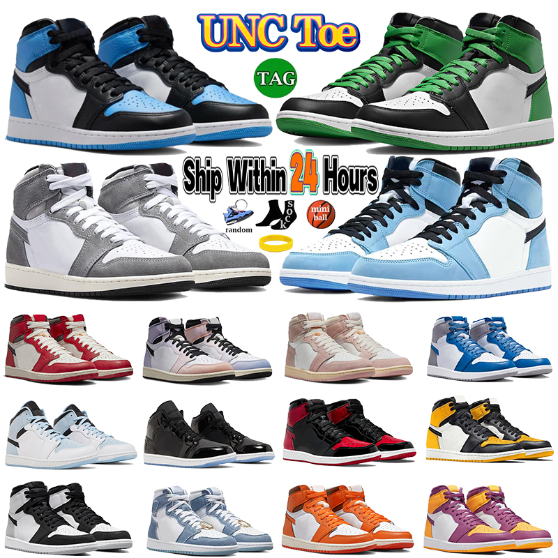 

Mens 1 High Basketball Shoes Jumpman 1s UNC Toe Chicago Lost and Found Bred Patent Lucky Green University Blue Washed Black Womens OG Trainers Designer Sneakers, 44 nc to chi leather