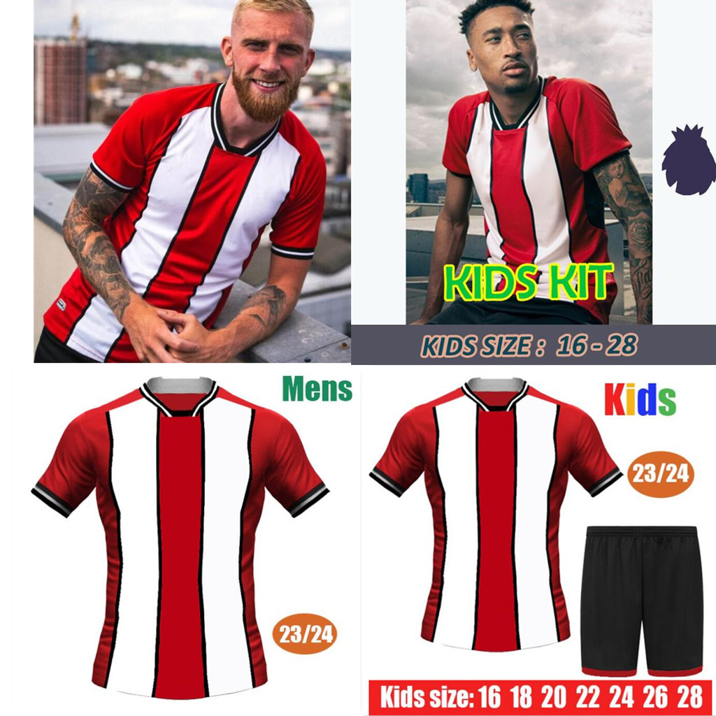 

ShEffIElD Soccer Jerseys Promotion Kids Kit Training UniTEdS Home Away Third 2023 2024 Football Shirt Goalkeeper BREWSTER BERGE McBURNIE SHARP, 23-24 home