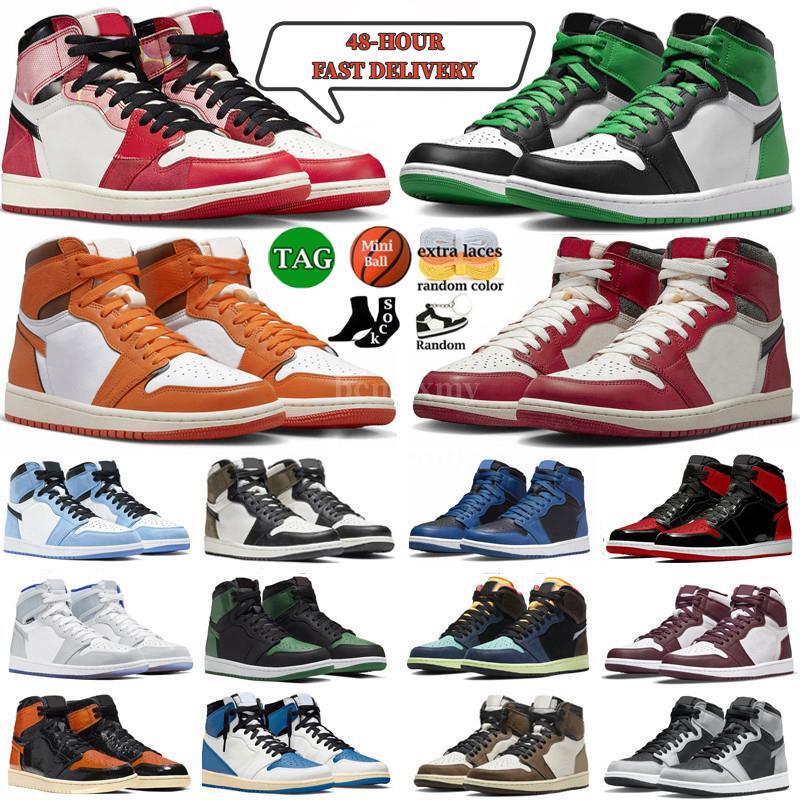 

Jumpman 1 1s Basketball Shoes Retro Men Women Low Olive Black Phantom Reverse Mocha Lost Found Spider Verse Bred Patent Lucky Green Mens Trainer Sport Sneakers, 42