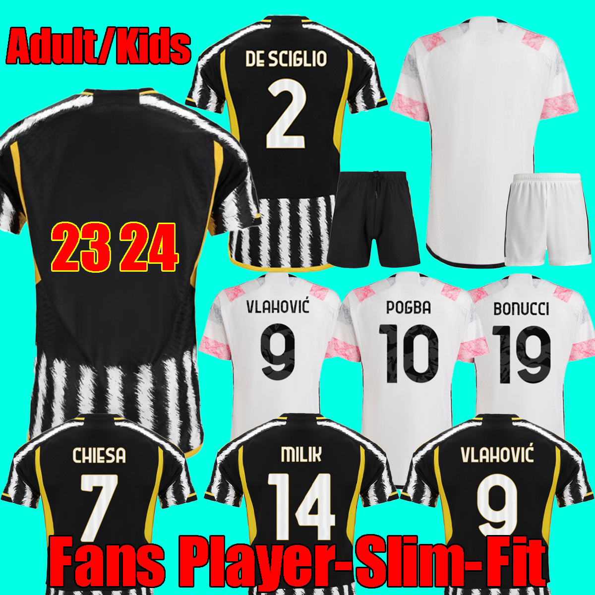 

fans player soccer jerseys 23 24 home away POGBA BONUCCI DANILO LOCATELLI FAGIOLI RABIOT 2023 football shirts kit Juventus DI MARIA jersey men kids sets, 22 23 home