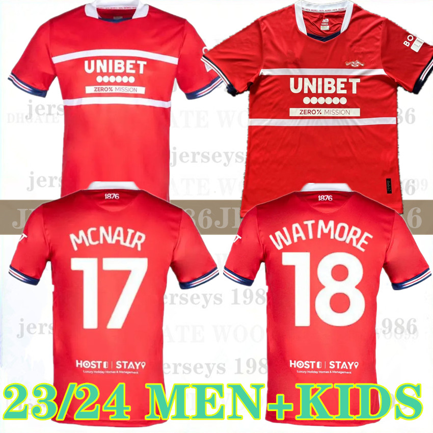 

2023 2024 Middlesbrough Soccer Jerseys home 23 24 Tavernier Payero Howson Mcnair Bola Birmingham Football Shirt Uniforms Men And Kids Kits Hogan 88888, 2324 home