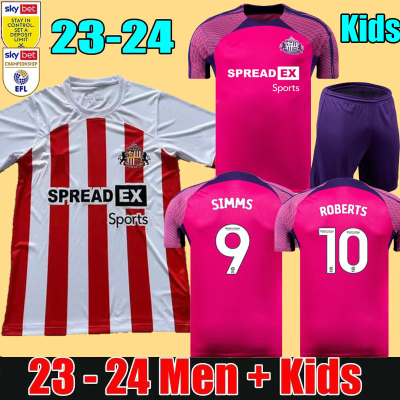 

23 24 SUNDERLAND Home Soccer Jerseys STEWART SIMMS ROBERTS AMAD CLARKE DAJAKU EMBLETON EVANS O'NIEN Football Shirt PRITCHARD Mens Kids Kit