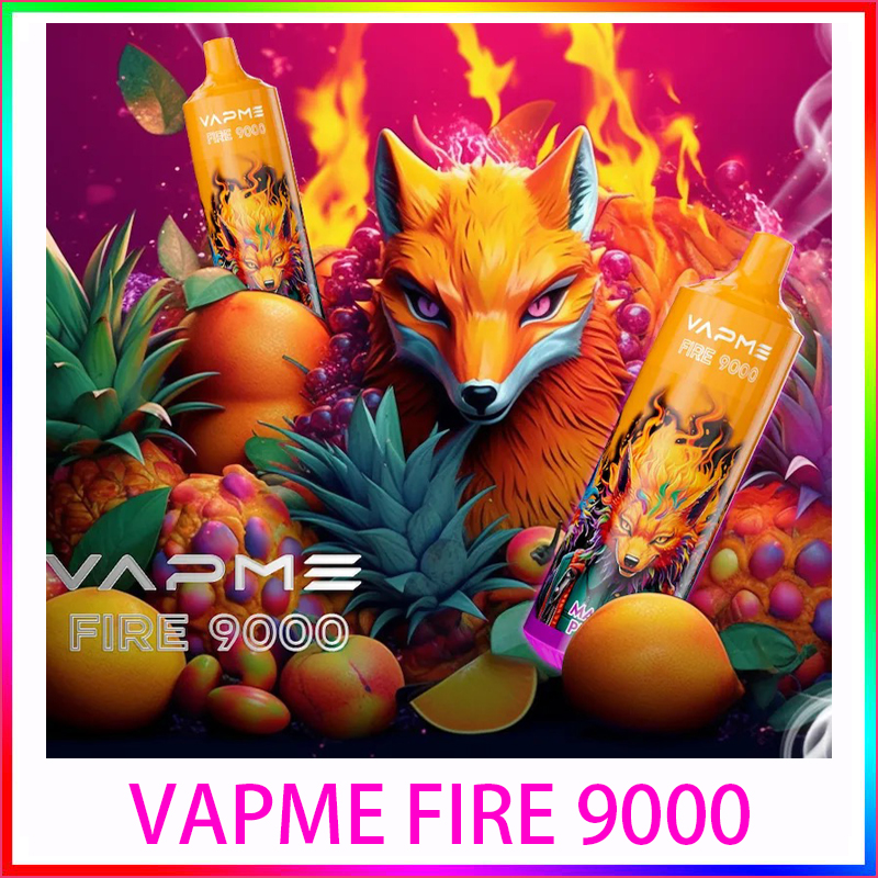 

Original Vapme Fire 9000 Puffs Disposable E-cigarettes 12 Colors 2% 5% 600mAh Rechargeable Battery 18Ml Prefilled Pod Big Vapor Kit Airflow Control Mesh Coil