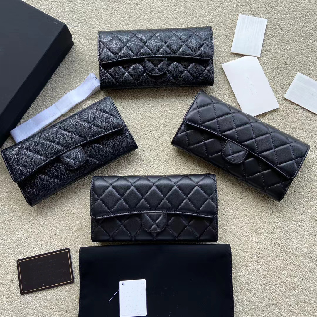 

10A quality wallet purse designer purses portefeuille cardholder zippy wallet, 2;black caviar silver buckle