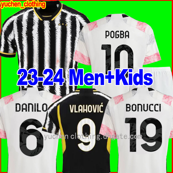 

POGBA soccer jerseys 23 24 DI MARIA VLAHOVIC LOCATELLI CHIESA McKENNIE BONUCCI MILIK 2023 2024 football shirts Men Kids Kit, 23-24 home+patch1