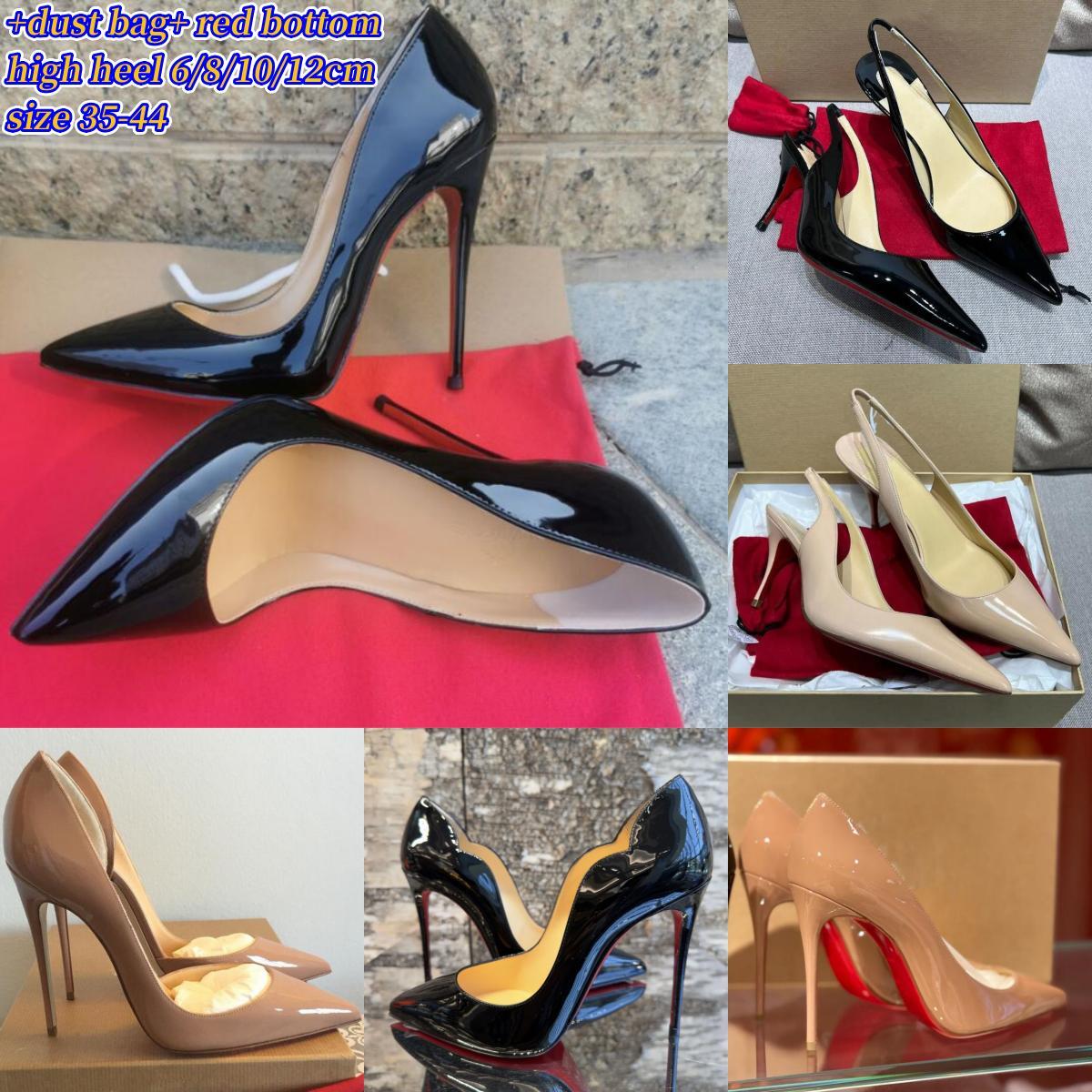 

2023 Women Shoes High Heels So Kate Genuine Leather Sexy Pointed Toe 8cm 10cm 12cm Pumps Red shiny Sole Wedding Dress Shoes Nude Black Shiny 34-44, 11