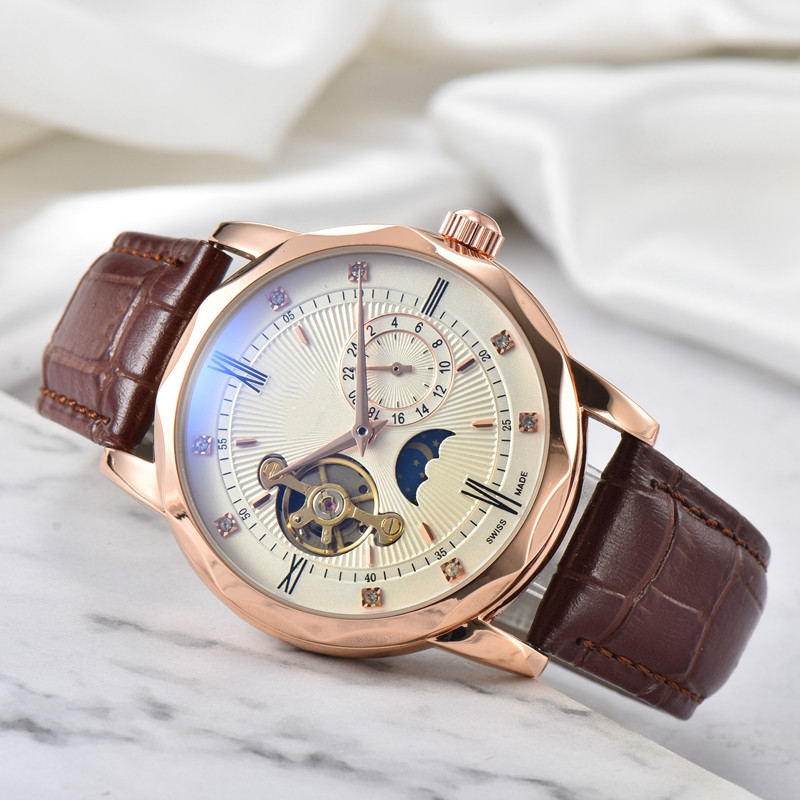 Role WristWatches for men 2024 New mens Watches tourbillon Three needles Automatic mechanical Watch High quality Top Luxury Brand Leather Strap M-image-885750515