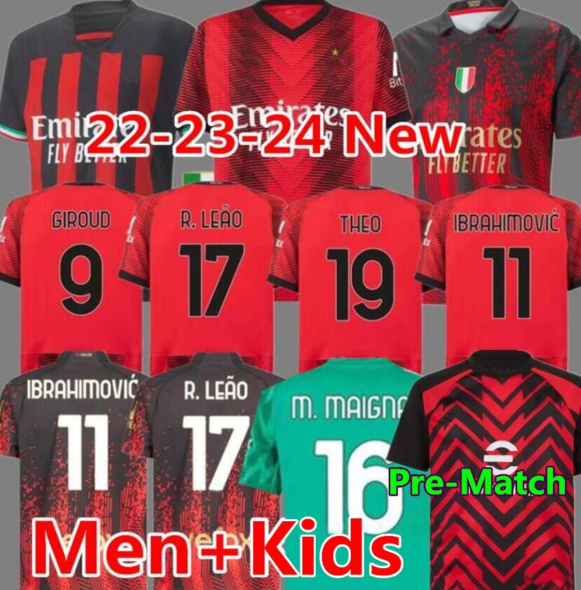 

IBRAHIMOVIC 2023 2024 KOCHE soccer jerseys AC MILANS GIROUD DE KETELAERE R. LEAO TONALI THEO football shirt special fourth 4th 23 24 men kids kit uniforms, Kids size