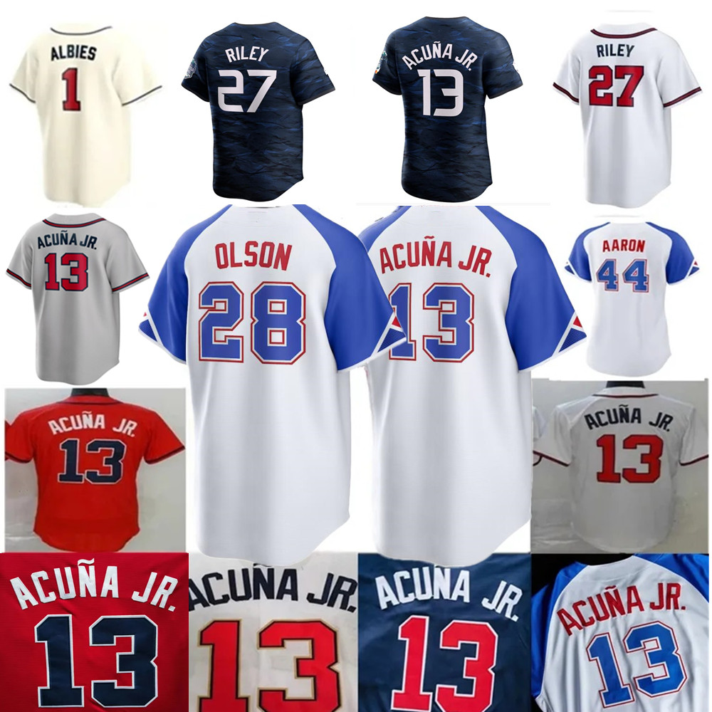 

Top Quality 2023 28 Matt Olson Jersey Freddie Freeman Dansby Swanson 10 Jones 13 Ronald Acuna Jr. Ozzie Albies Mike Soroka 27 Riley Custom -4XL Baseball Jerseys, Colour 3