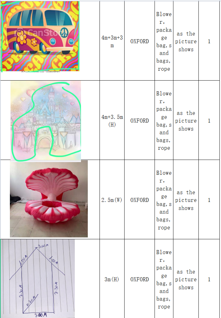 

Deposit of inflatable bus castle house shell kids events decoration