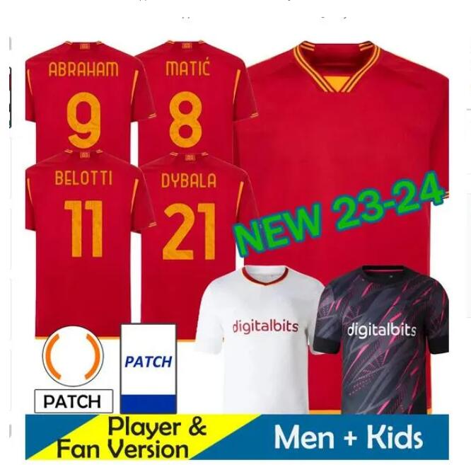 

23 24 roma SOCCER JERSEYS DYBALA home belotti CELIK Pellegrini Abraham 2023 Wijnaldum Zaniolo MANCINI KUMBULLA men kids kit FOOTBALL EL SHAARAWY Uniform rome 26, 23/24 home aldult serie a