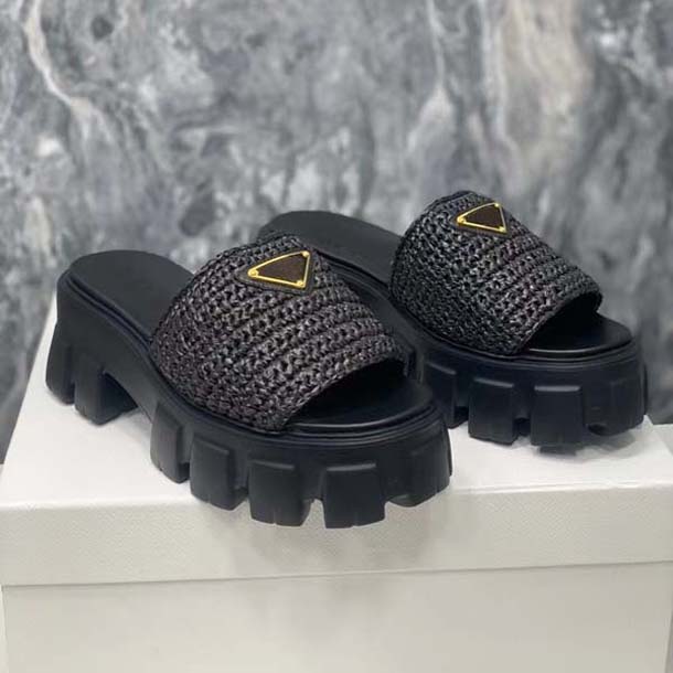 

Women Serrated Roman weaving Sandals High Quality Womens Slides Thick bottom Ultralight Fashion Sandal Platform Summer Beach shoes Size 35-41 With box, Yellow