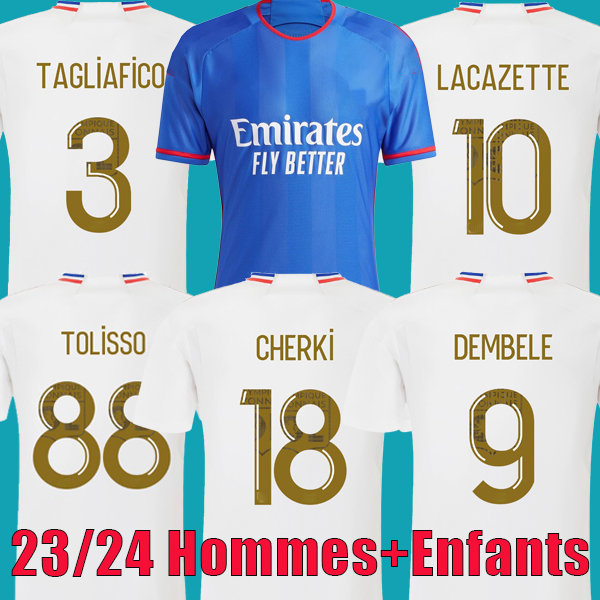 

23 24 Maillot de foot Soccer JerseyS TETE OL AOUAR TAGLIAFICO football shirts 2023 2024 TRAORE man kids kits equipment lyon tops, Home player