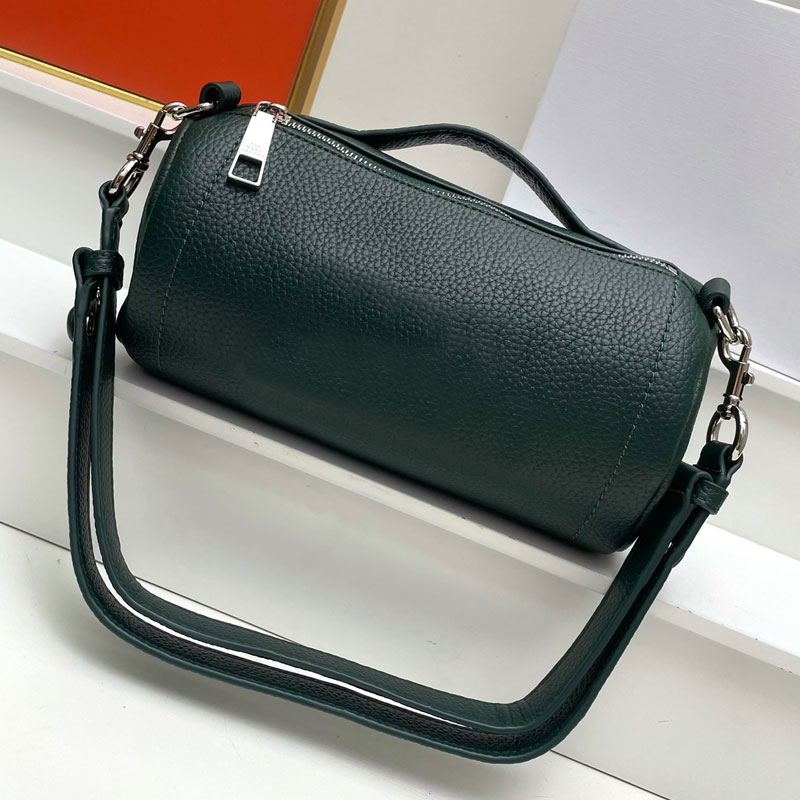 

TheLeather leather cylinder Tote travel bag Grain Effect Positive logo Print Designer Brand Bag High Quality Stylish Commuter Bag Luxury Bag Tote Handbag, 6#size: 25cm*13.5cm*13.5cm