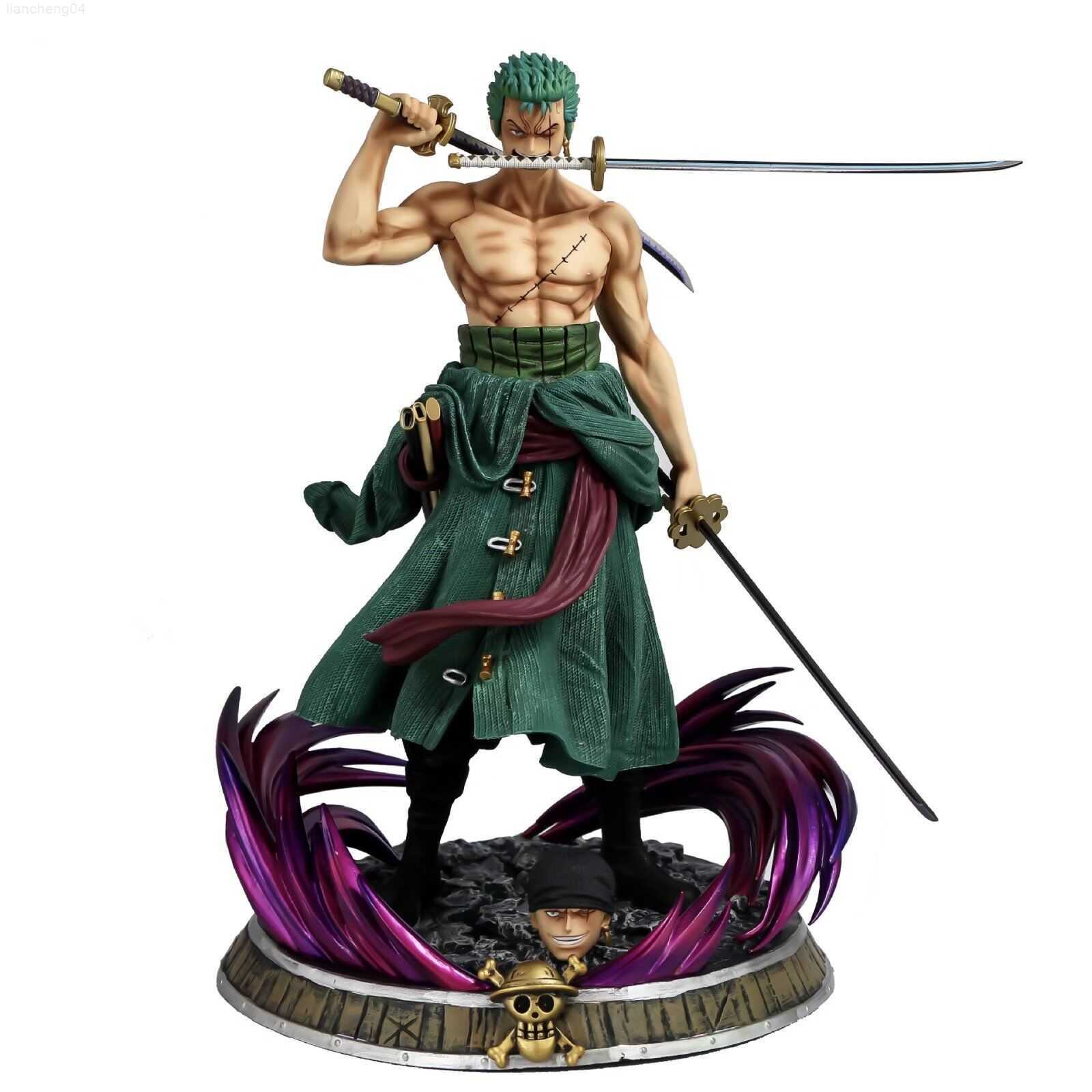 Anime Manga One Piece Figurine 35cm Gk Santoryu Roronoa Zoro Double Headed PVC Anime Action Figure Collection Statue Model Children Toy Gift L230-image-886340979