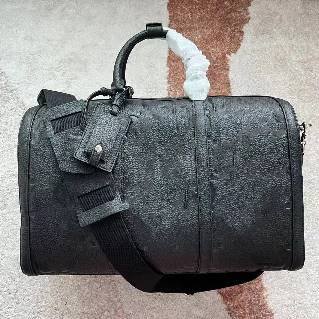 

Duffle bag Sport&Outdoor 50cm g Genuine leather large capacity handbag Classic fashion versatile bag, customizable lettering 10A designer fashion travel, Black