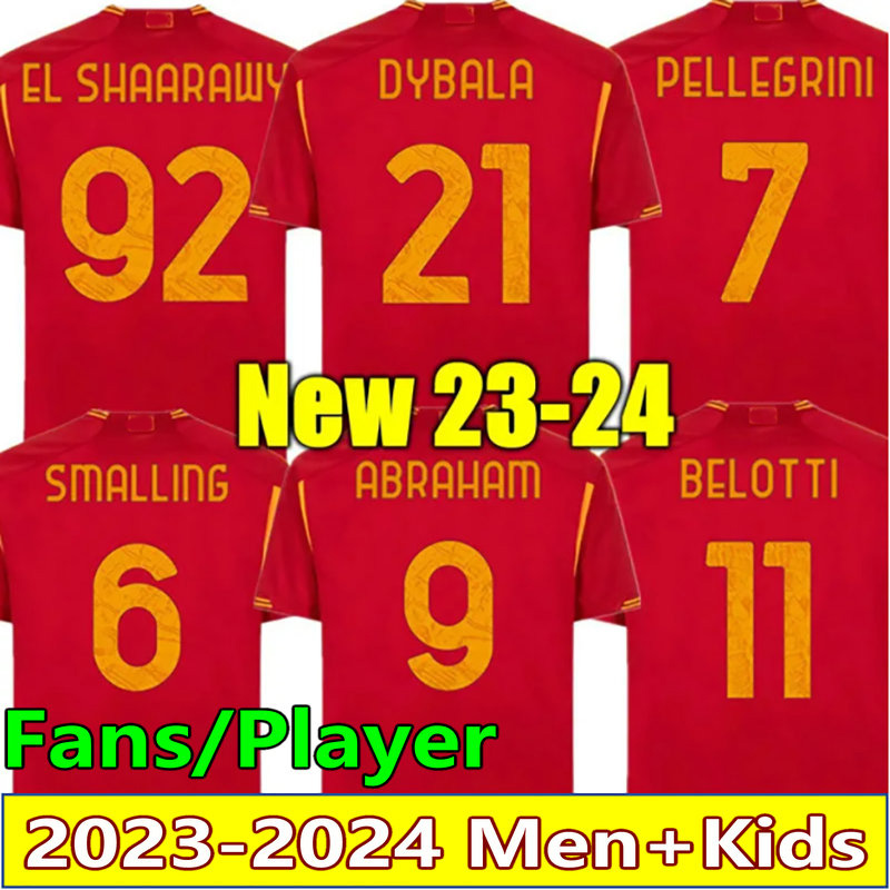 

23 24 Soccer Jerseys fan player version 2023 2024 MATIC PELLEGRINI Football shirt BELOTTI maillots de futol ABRAHAM DYBALA Calcio Maglietta men kids set uniforms, Fans 23-24 home +patch