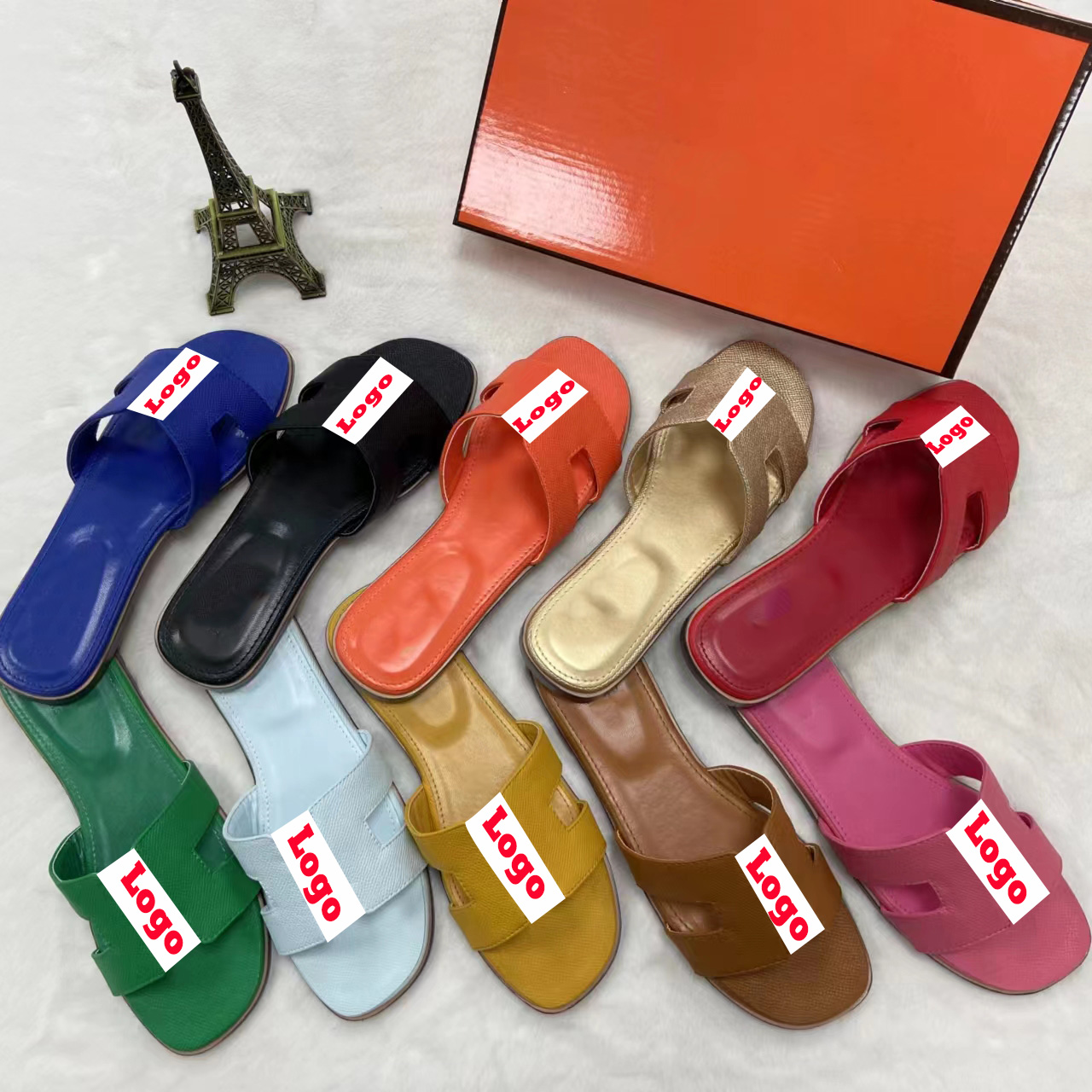 

H Sandal famous designer women sandals black white pink green yellow purple red summer indoor luxury slides woman outdoor beach sandales 35-42