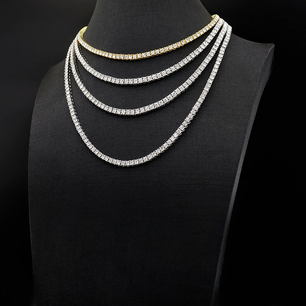 

Necklace For Men 1 Row 3/4/5MM Width Stock Iced Out Vvs Moissanite tennis chain Silver 14k Gold Plated Bling Moissanite Women Link Chain Hip Hop Women Jewelry Necklace