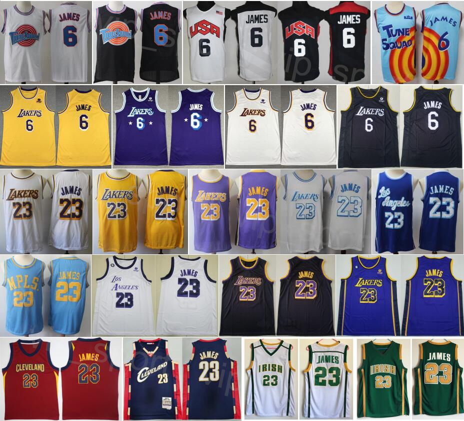 

High School LeBron James Jersey 23 6 Men Stitched Basketball Irish St. Vincent Mary Space Jam Tune Squad City Earned For Sport Fans Shirt National Team Yellow Black