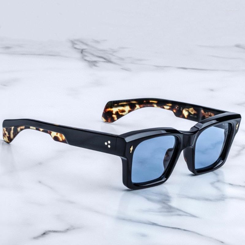 

Sunglasses High Quality Jacques Retro Vintage Rectangular Polygon Acetate Frame Astaire Men Marie Women Mage Optical KAINEI Lens