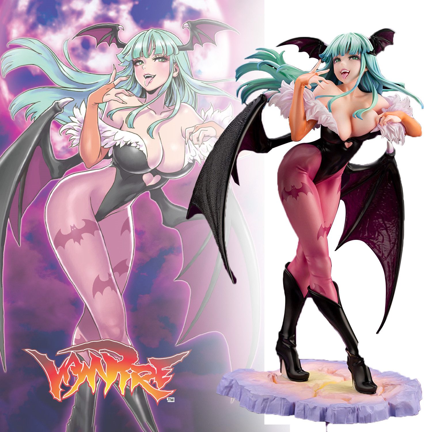 Cartoon Figures Vampire Morrigan Aensland Bishoujo Statue 1/7PVC Cute Sexy Girl Anime Action Figure Hentai Collectable Model Adult Toy Doll Gift-image-886147868