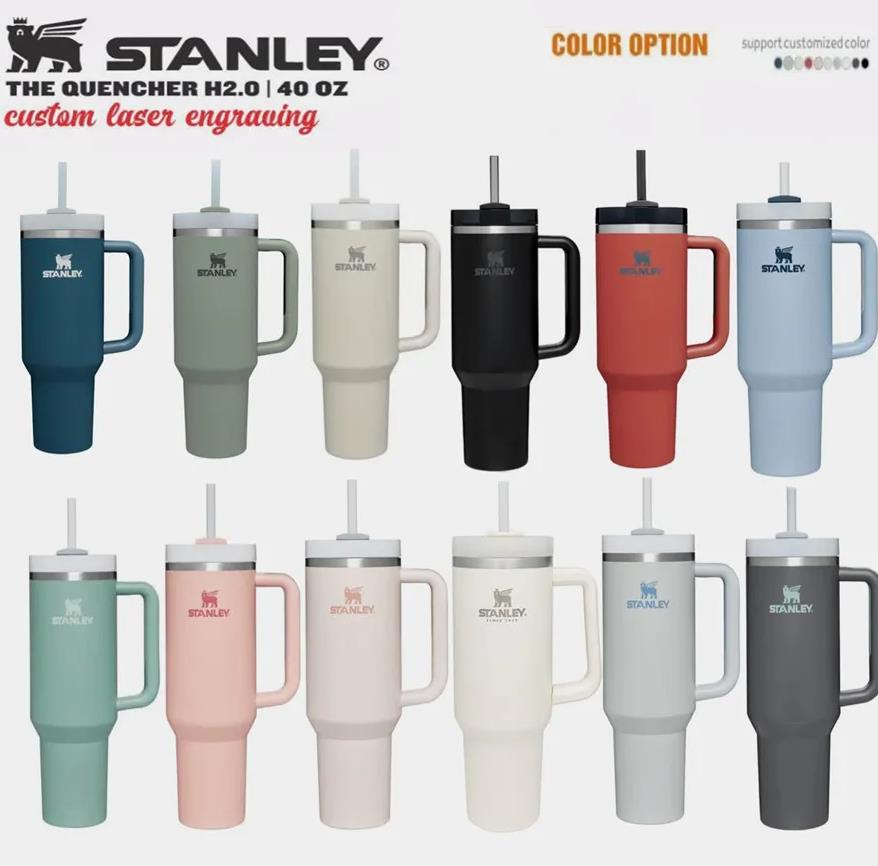 

Stanley LOGO 40OZ H2.0 Cups Stainless Steel Tumblers Thermal Insulated 40 Oz 2nd Generation Tumbler with Handle Lid and Straw 40oz Large Capacity Car Mugs 1pc, Multi-color