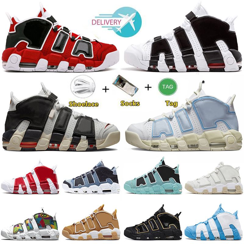 

96 More Mens Women Basketball Shoes Uptempos Scottie Tri-Color Pippens Total Orange White Sunset Black Bulls Hoop Pack University Blue Volt UNC Trainers Sneakers, Color#4