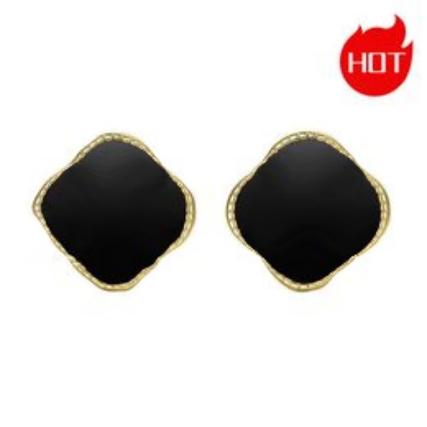 

Fashion Vintage Four Leaf Clover Stud earrings designers earrings 18K Gold Plated Agate Gifts for girlfriends on Valentine's Day