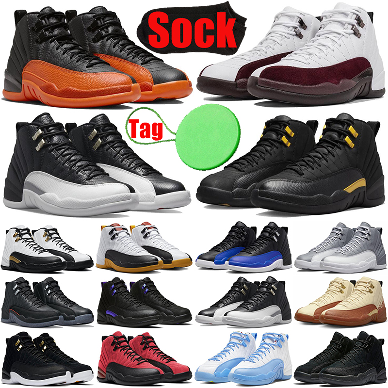

Brilliant Orange 12 12s basketball shoes for mens womens Royalty Black Taxi Playoffs Flu Game Stealth Cherry Hyper Royal mens trainers sneakers shoe, #4 reverse flu game