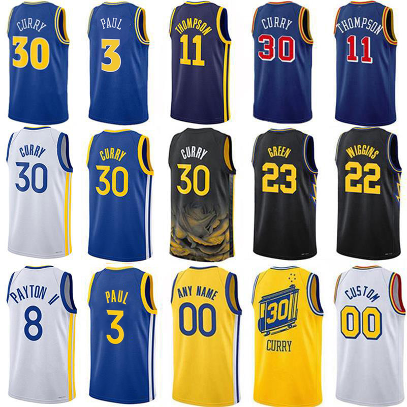 

Stephen Curry Klay Thompson Basketball Jerseys Chris Paul Andrew Wiggins Draymond Green Moses Moody Gary Payton Kevon Looney Custom City Jersey Edition, Colour 1