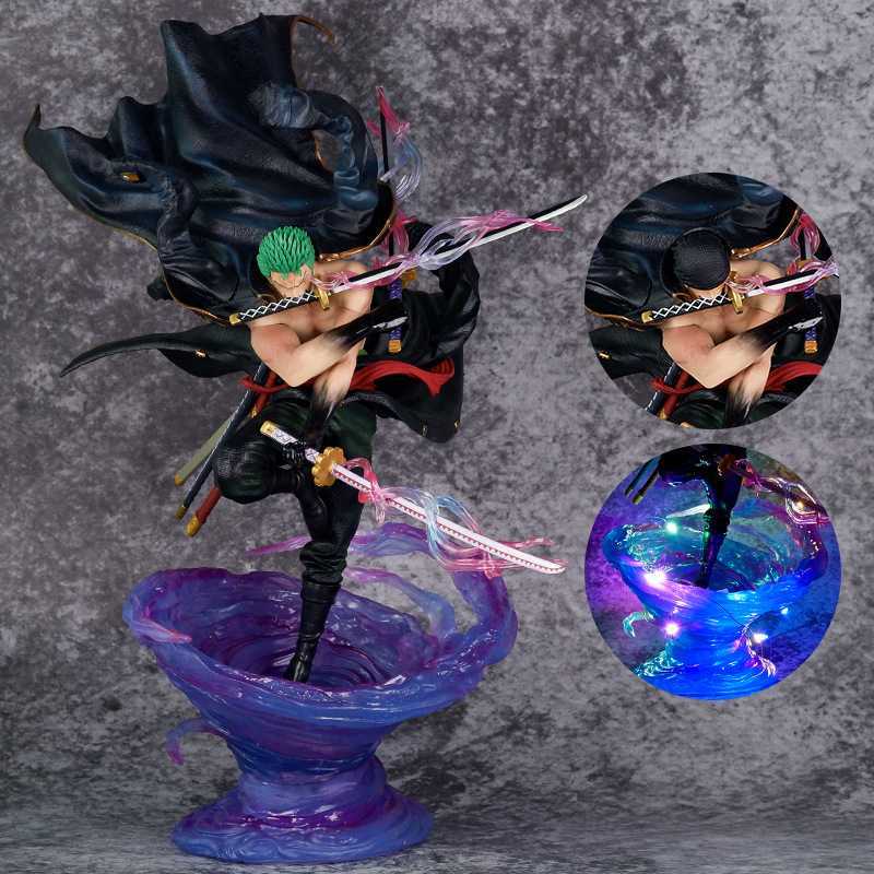Anime Manga 40cm Zoro Gk Model 3- Knife One Piece Zoro Anime Action Figure Asura Zoro Luminous Figure Room Decor Ornament Collection Toys L230717-image-886332436