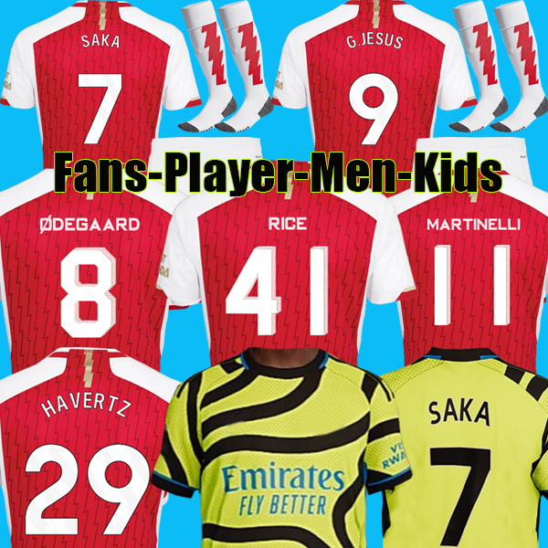 

23 24 SAKA RICE soccer jerseys Fans Player version SMITH ROWE ODEGAARD SALIBA TIMBER HAVERTZ G.JESUS ArSen jersey MARTINELLI 2023 2024 football shirt Men Kids scoks, 23-24 home patch