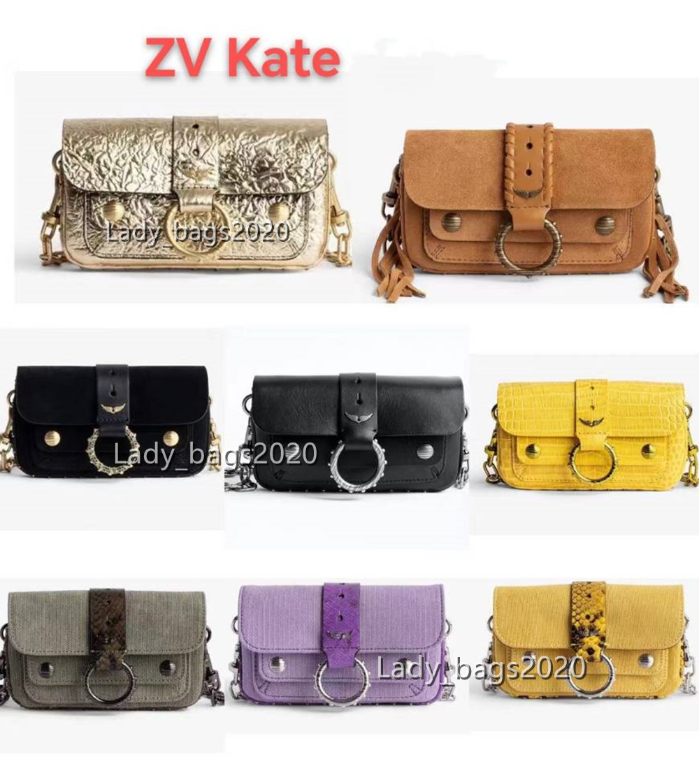 

Zadig Voltaire Kate Bag ZV Ring Chains Bags Canvas Designer Suede Mini Wings Diamond-ironing Woman Shoulder Bag Rivet Crossbody Purse Leather Handbags, As pic 7