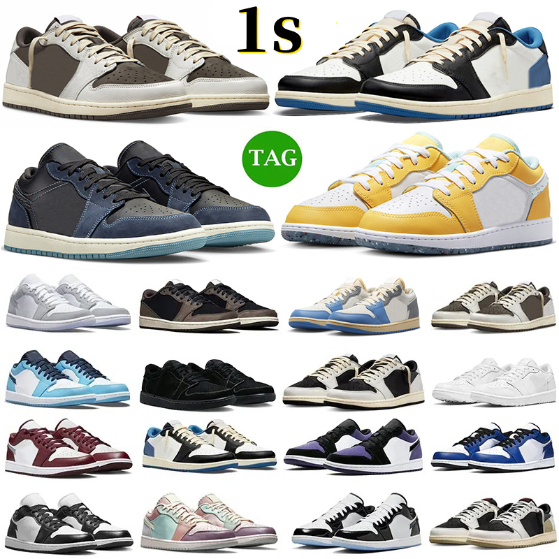 

Jumpman 1 1s Low Mens Basketball Shoes Citron Pulse Midnight Navy UNC Grey Black Phantom Reverse Dark Mocha Fragment Olive Sail Black Panda 2.0 Women Sports Sneakers, Color#13