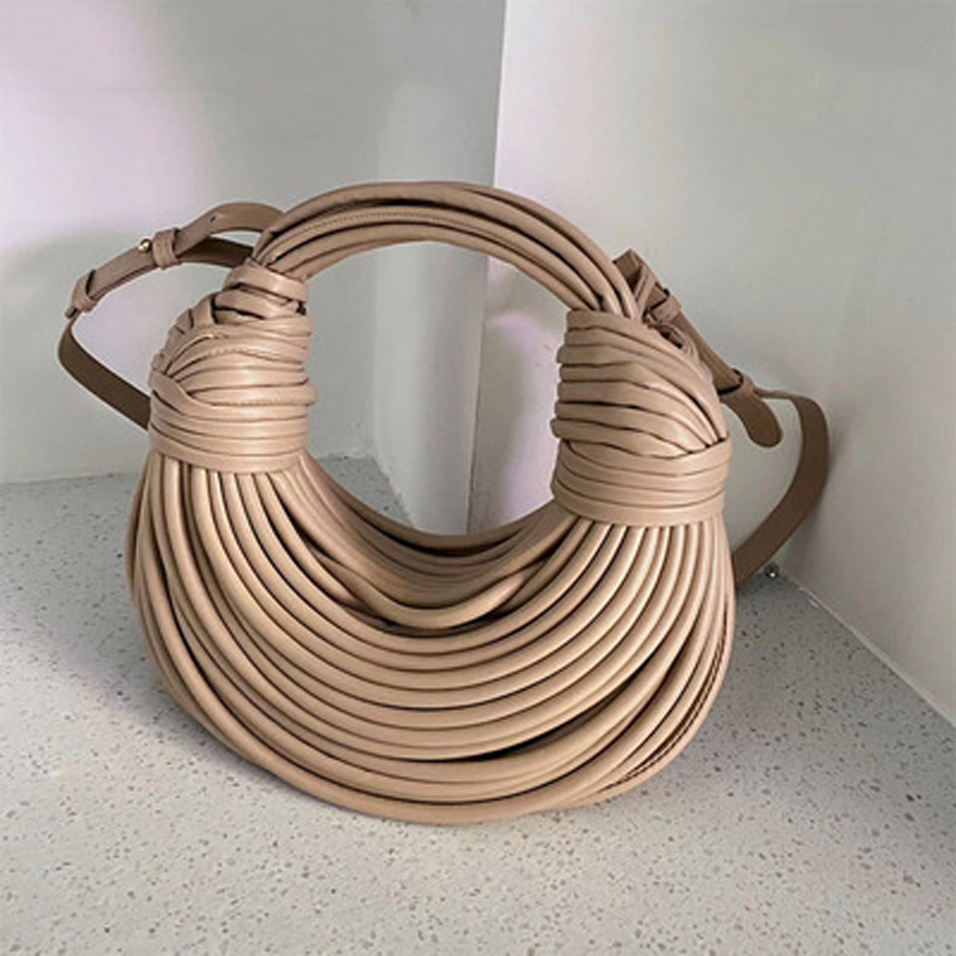 

Hand-Woven Bread deisigner bags Leather Top Handle Satchel Noodles Underarm Bag handbag shoulder bag Multiple leather threads fashion ITbag saddle bag, #4