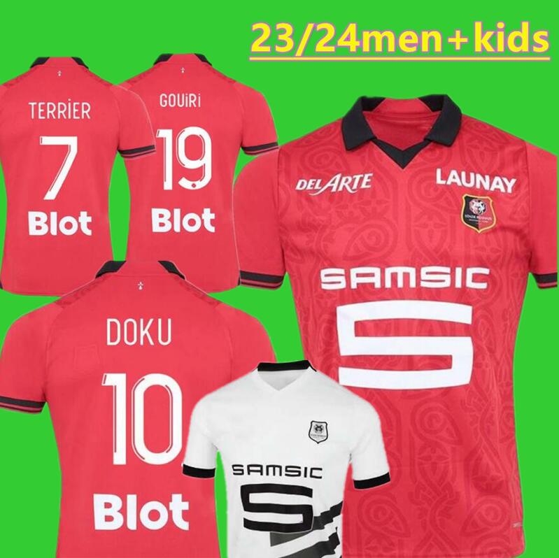 

23 24 Stade Rennais soccer jerseys Home Rennes maillot de foot 2023 2024 SULEMANA BOURIGEAUD TERRIER DOKU LABORDE SANTAMARIA men kids kit football shirts, 23/24 home